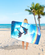 Dolphin Jumping Printed Beach Towel - Image 2