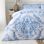Jacquard Damask Duvet Cover Set - Blue - Image 4
